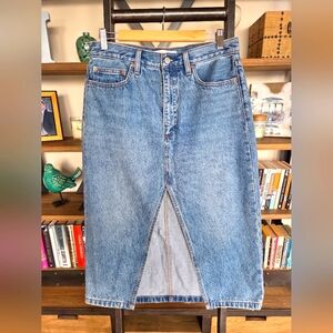 Aritzia Denim Forum The 90s Halle Front Slit Midi Skirt, Size 29